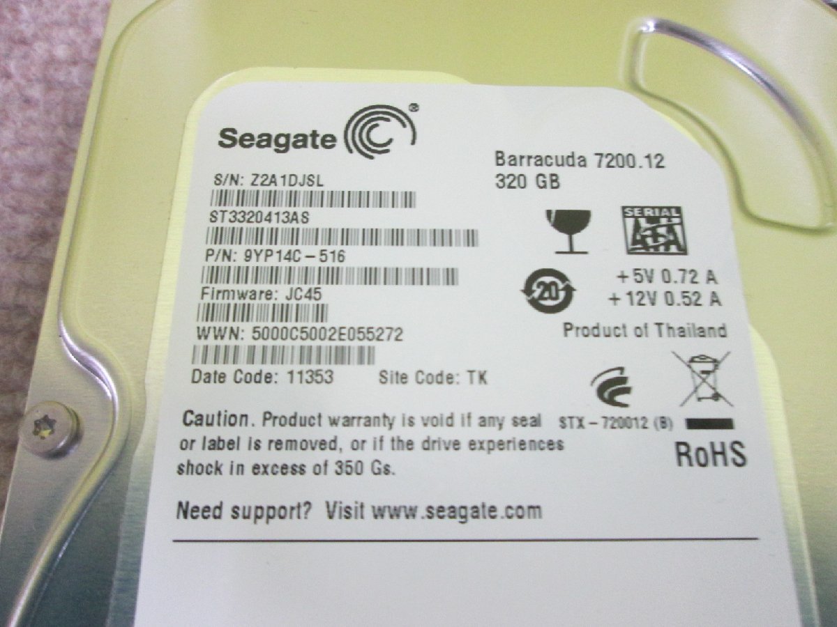 3.5インチHDD SATA 320GB Seagate ST3320413AS 送料無料 正常品 [87546]_画像2