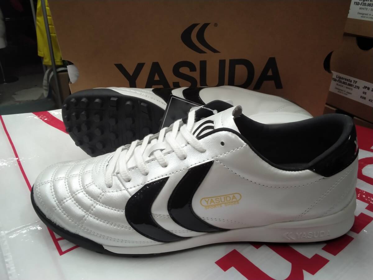 ヤスダ YASUDA サッカーシューズ フットサルシューズ トレーニングシューズ LIGARESTA TF YSD-F20.003 WHT/BLK 27,0cm 牛革／人工皮革_画像1