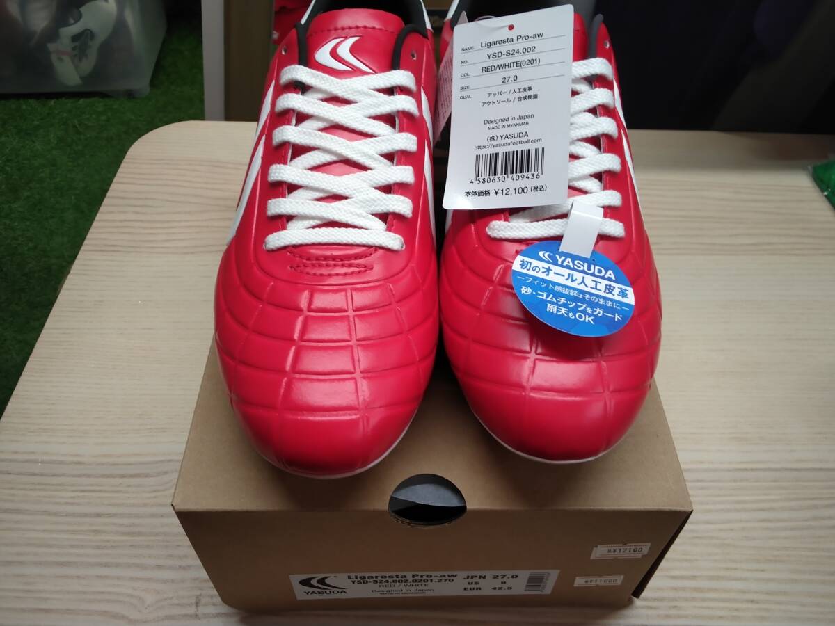 ヤスダ YASUDA サッカーシューズ サッカースパイク LIGARESTA Pro-aw YSD-S24.002 RED/WHT 27,0cm 人工皮革(マイクロファイバー)_画像7