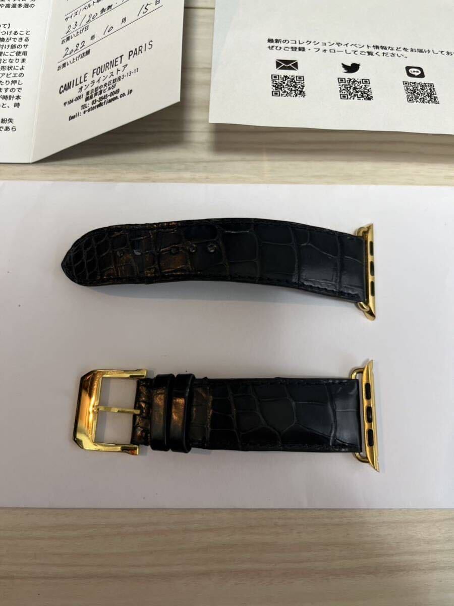 カミーユフォルネ Camille Fournet アリゲーターシャイニー マリーン 長さ110×75ｍｍ アップルウォッチ ベルト Apple Watch 定価57200円 _画像2