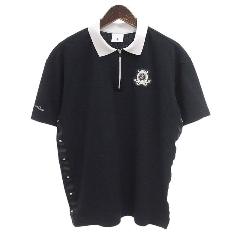 MARKLONA ゴルフ 2023 Prince Stud Polo ポロシャツ Tシャツ ブラック メンズ48