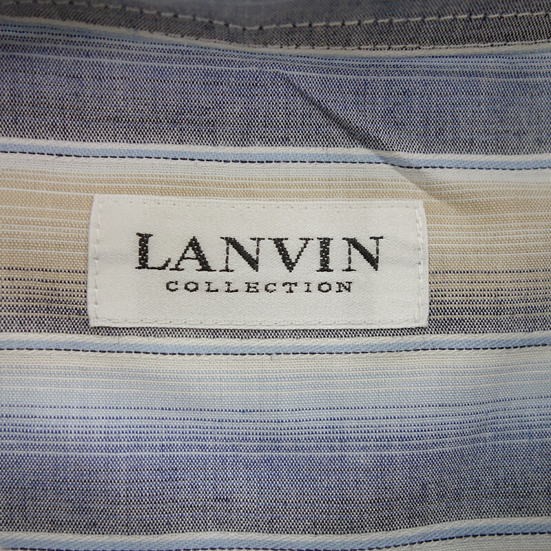【特別価格】LANVIN コットン 半袖 ストライプ シャツ ネイビー メンズ48_画像3