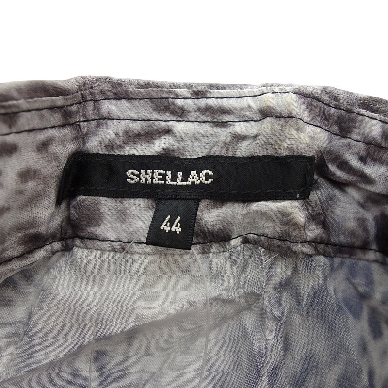 【特別価格】SHELLAC レオパード ヒョウ 柄 シワ加工 半袖 シャツ グレー系 メンズ44_画像3