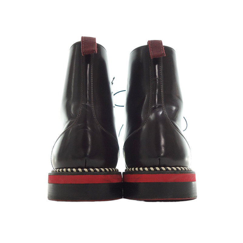 【特別価格】CHRISTIAN LOUBOUTIN レースアップ レザー ブーツ ダークブラウン メンズ41.5_画像3