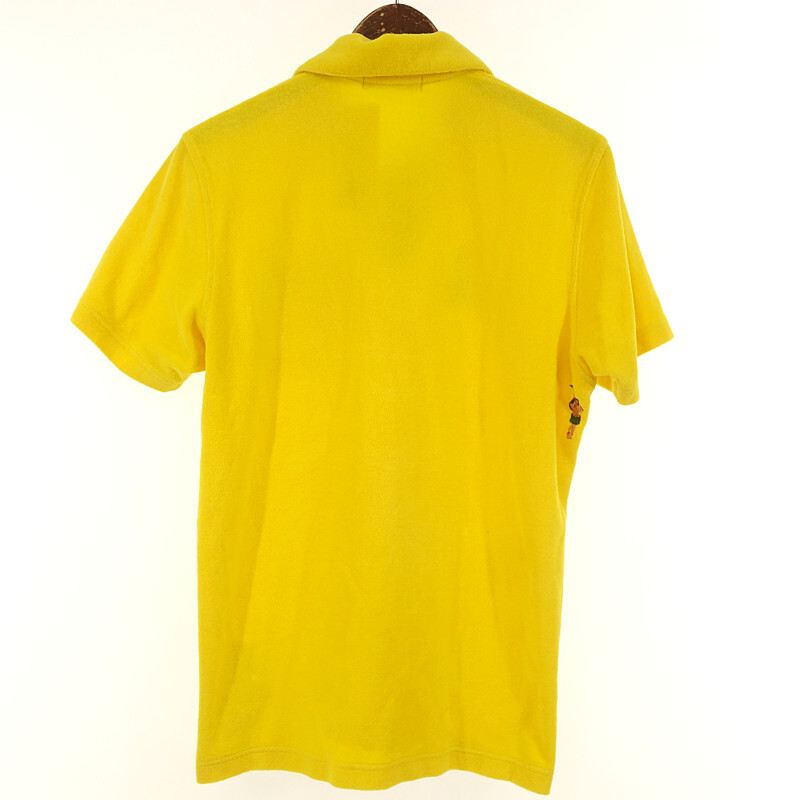【特別価格】MARKLONA GOLF ゴルフ スカル ワッペン パイル地 半袖 ポロシャツ Tシャツ イエロー メンズM_画像2