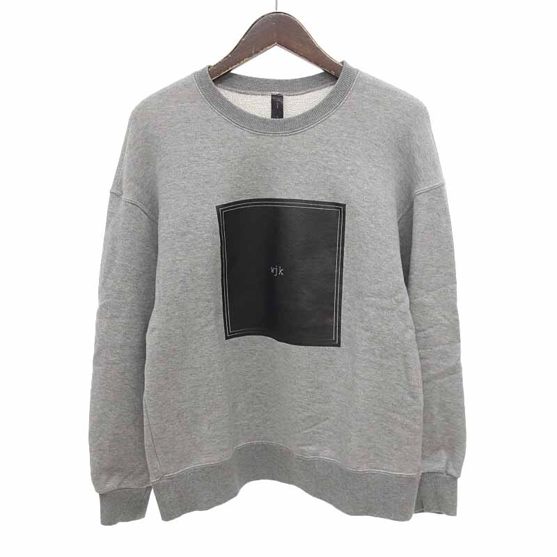 【特別価格】WJK 2344 cj05u frame print L/S トレーナー スウェット グレー メンズS_画像1