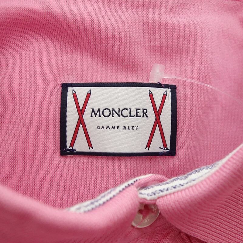 【特別価格】MONCLER GAMME BLEU POLO MANICA CORTA ポロ シャツ ピンク メンズSの画像3