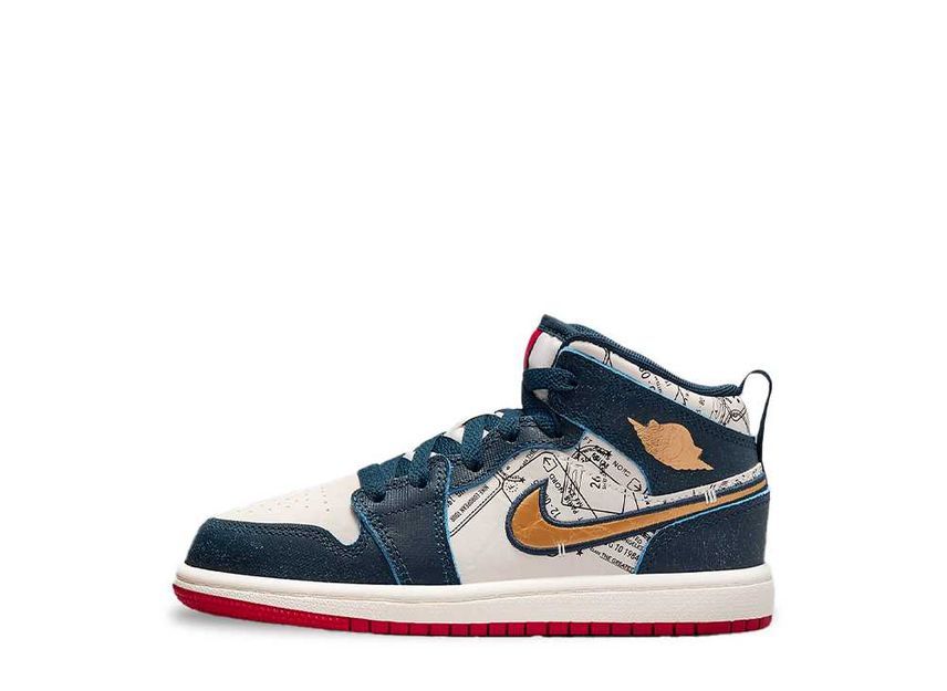 14cm～ Nike PS Jordan 1 Mid SE "Armory Navy/Pale Ivory/Sport Red/Metallic Gold" 22cm FN1352-400