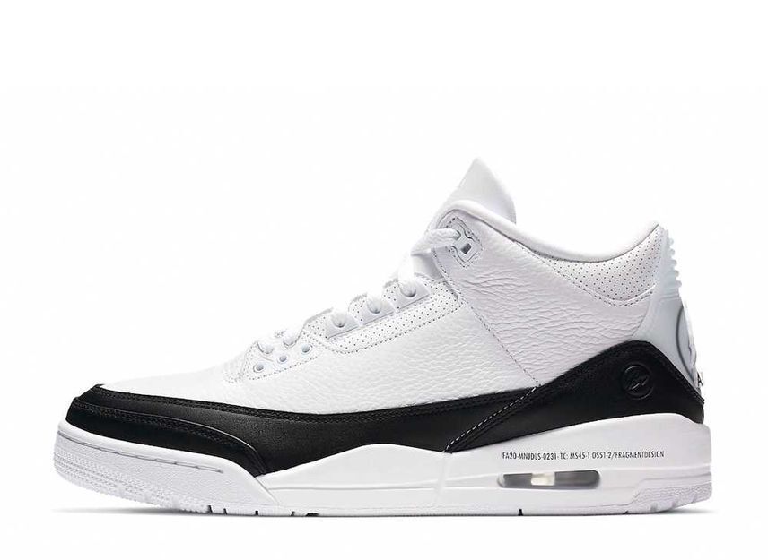 25.5cm Fragment Nike Air Jordan 3 "White/Black" 25.5cm DA3595-100