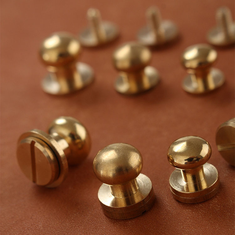 レザークラフト 真鍮金具 Brass ネジ式 ギボシ 頭直径8mm 5個セットの画像2