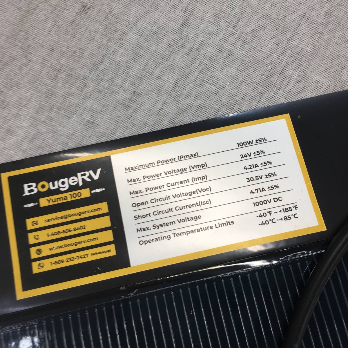 現状品 BougeRV 太陽光パネル フレキシブルソーラーパネル 100W 軽量 ソーラー チャージャー 軽量 高効率 屋外 アウトドア Yuma100_画像2