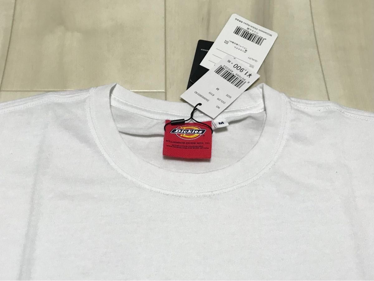 Dickies ディッキーズ 袖 ロゴワッペン Tシャツ ホワイト クルーネック 無地 M メンズ 