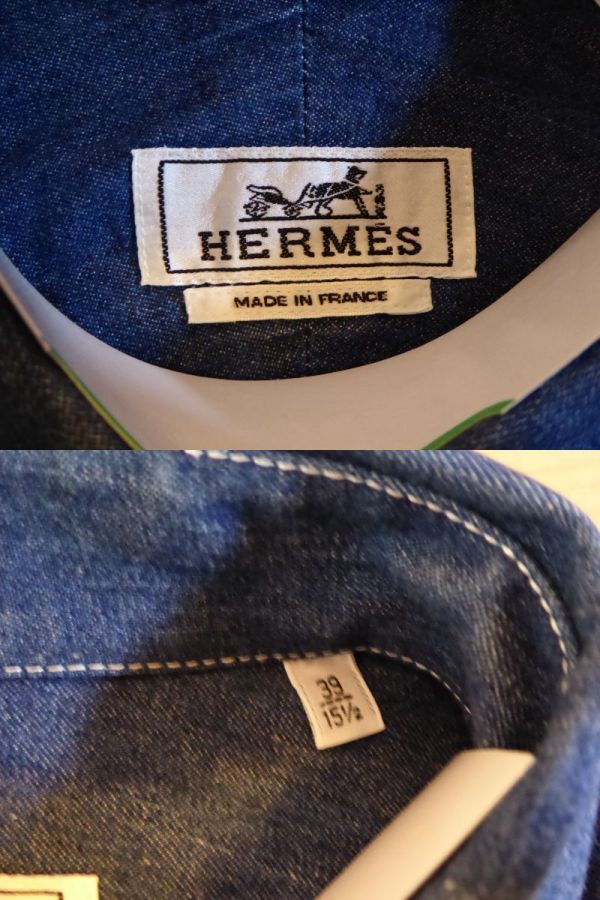 HERMES/エルメス　半袖　メンズシャツ　コットン100%　フランス製　エルメスジャパン　770J_画像9
