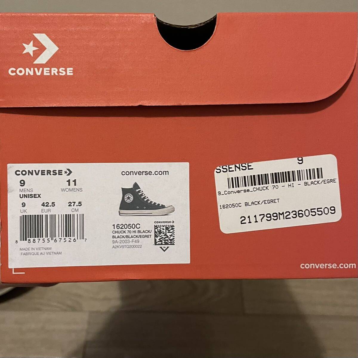 CT70 converse ハイカット 27.5cm us9 CT70 コンバース converse ハイカット 黒 ブラック チャックテイラーの画像6