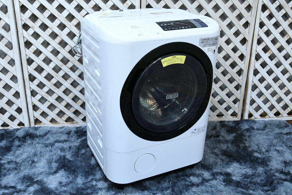 PL4BK146 日立 HITACH BD-NX120AE4R 電気洗濯乾燥機 ビッグドラム 右空き 洗濯容量12k 乾燥容量6k ドラム式洗濯機 動作確認済み