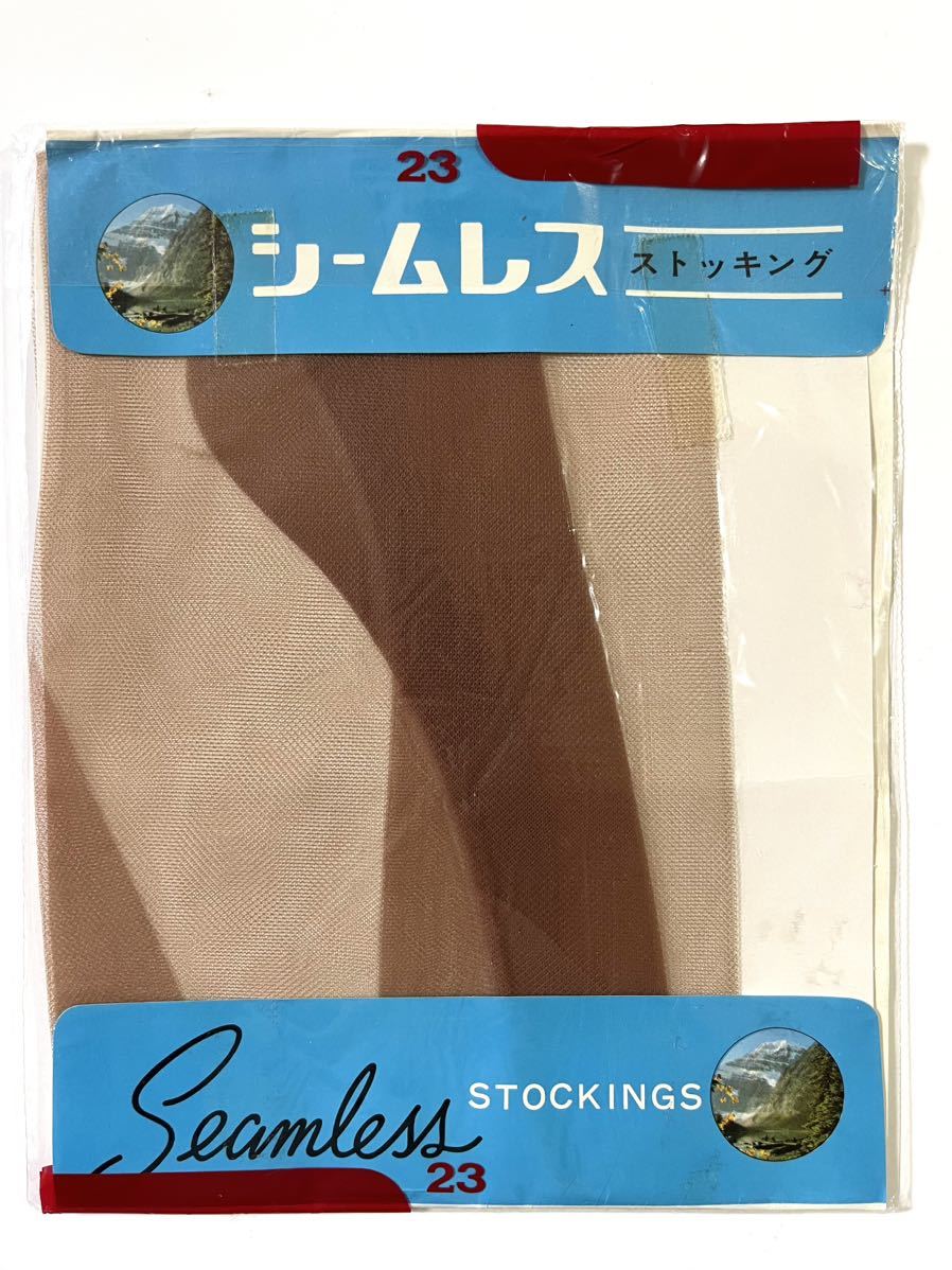 ①希少 レア レトロ ガーター必要 ナイロン100% シームレス ストッキング 透明感 薄手 セクシー ストッキング 足サイズ23㌢_画像1