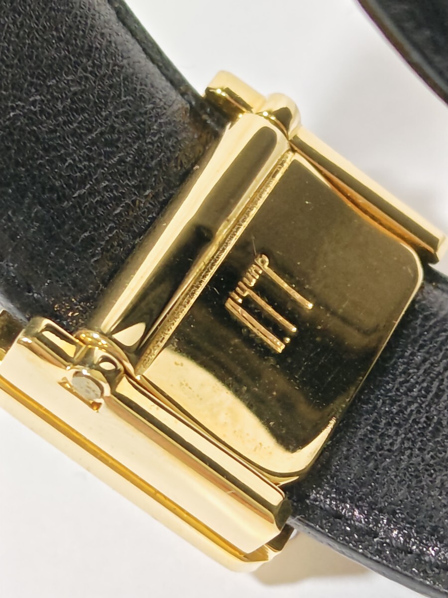 1円スタート【美品】dunhill ダンヒル レザー ベルト ゴールド金具　穴無し　ブラック　メンズ_画像4