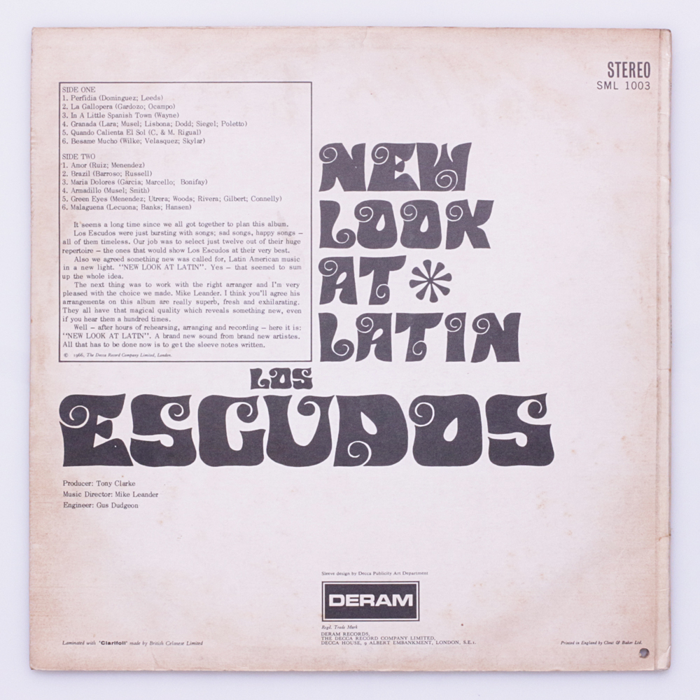 UK　Las Escudos / NEW LOOK AT LATIN　SML1003 '66　オリジナル盤　softrockっぽい曲もありました_画像2