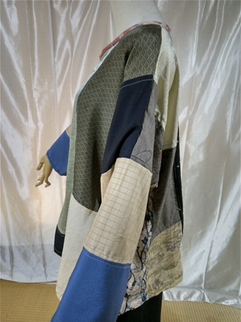  туника L размер шелк б/у товар кимоно переделка лоскутное шитье 