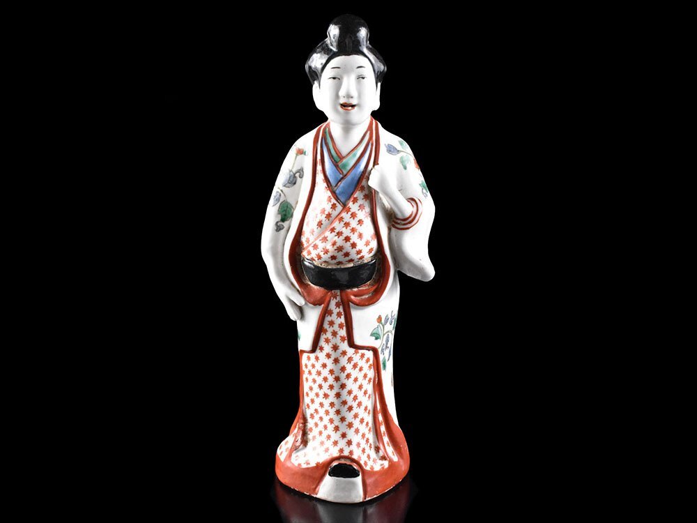 【雲】某名家買取品 古伊万里 柿右衛門様式 元禄美人像 置物 高さ32cm 古美術品(酒井田女性着物陶人形旧家蔵出)AA9812 DTokuj_画像1