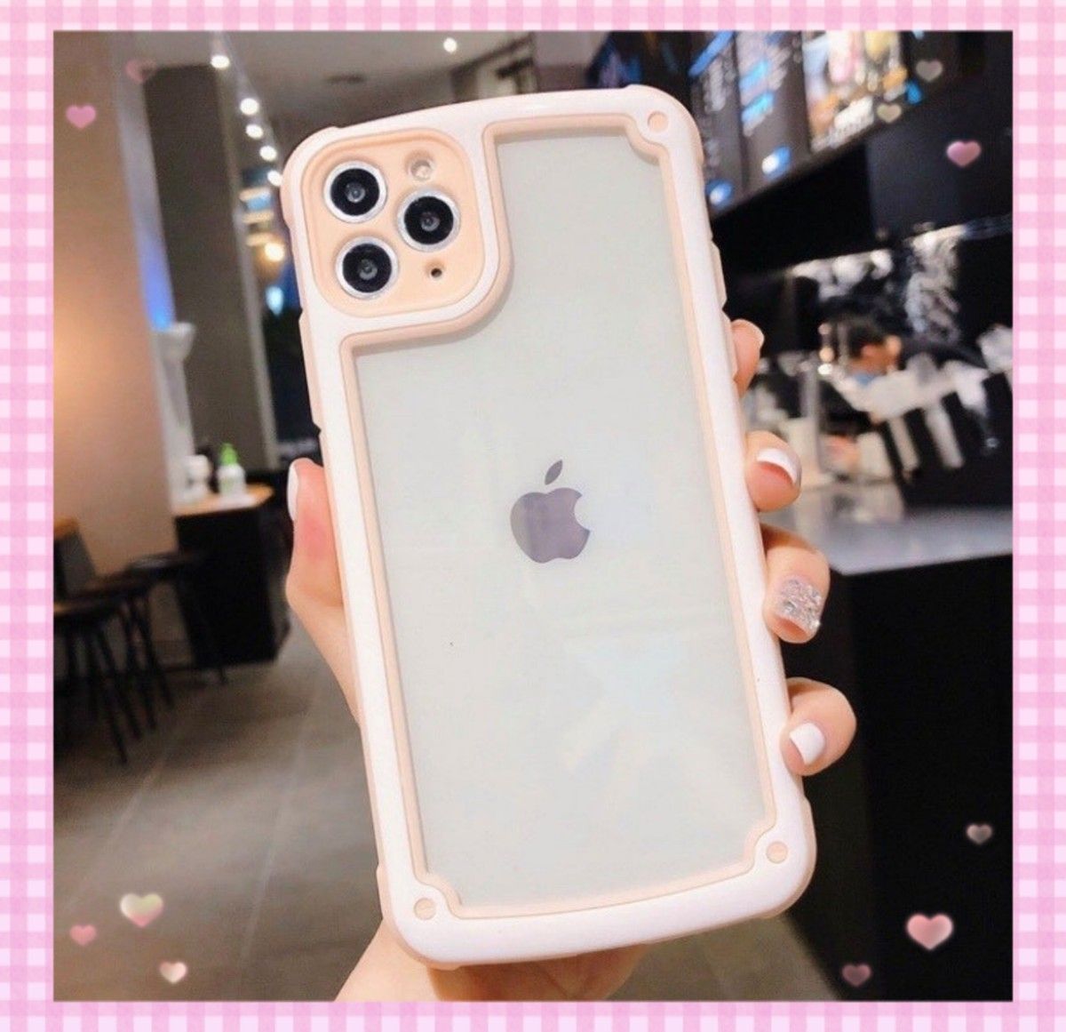 即決 送料無料 【iPhone11】ピンク iPhoneケース 大人気 シンプル フレーム スマホケース iPhone かわいい 