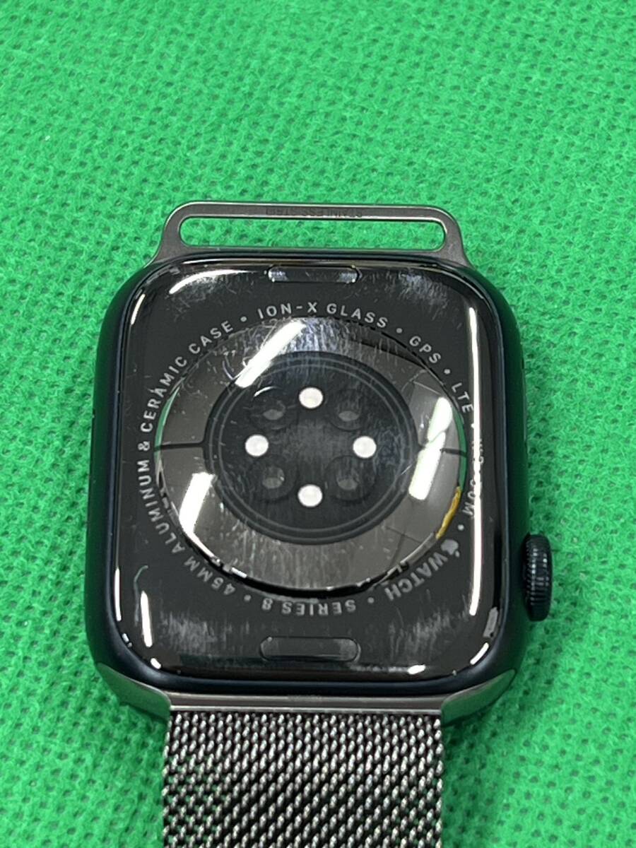 中古 Apple Watch Series 8 GPS+Cellularモデル MNN73J/A 45mm ミッドナイト+ミラネーゼループ_画像3