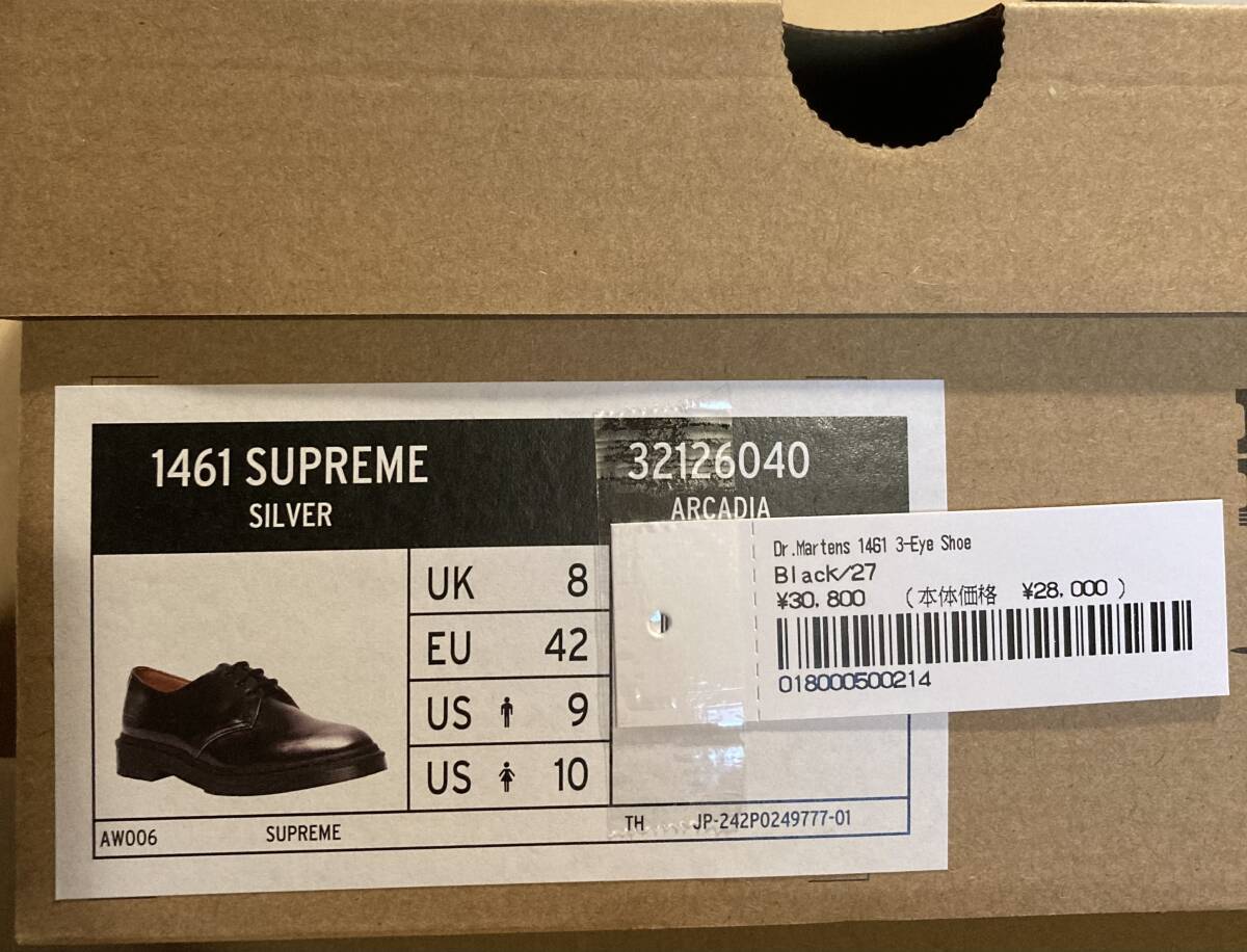 送料無料 27cm UK8/US9 Supreme Dr.Martens 1461 3-Eye Shoe Black SUP-DM-1461-3EYE-BLK 黒 ブラック シュプリーム ドクターマーチン_画像6