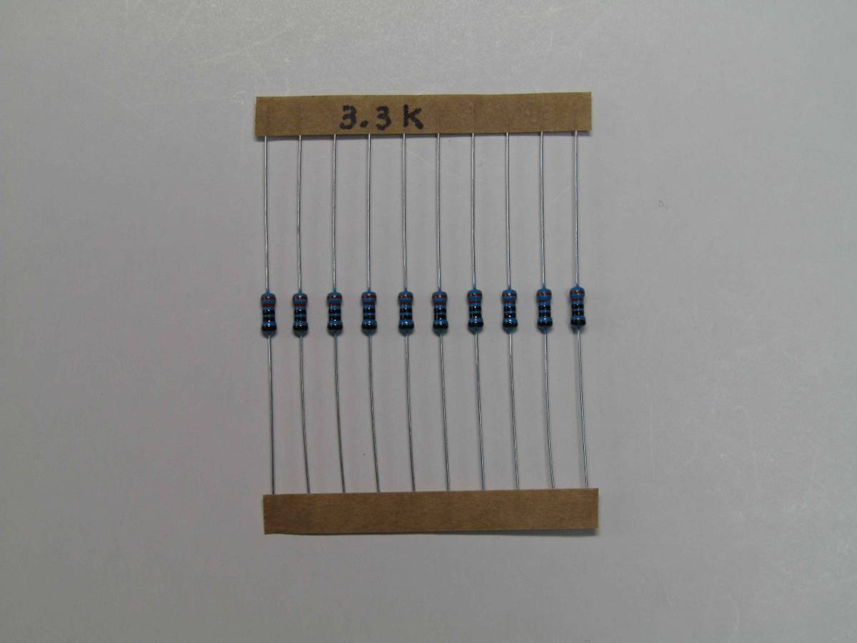 金属皮膜抵抗 3.3KΩ 1/4W 10本セット_画像1