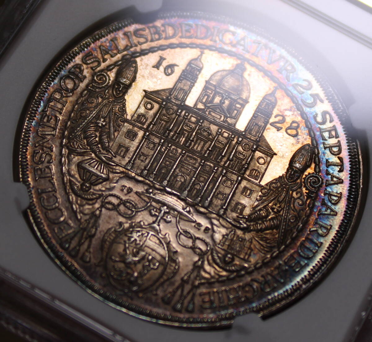 オーストリア 1928年 ザルツブルク 大聖堂奉献300周年記念 ターラー銀貨 NGC MS64_画像6