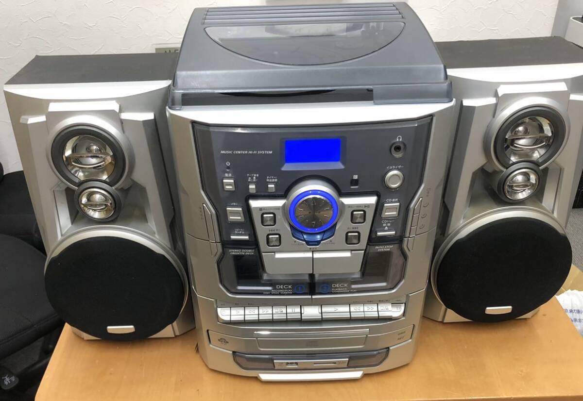 【c345】とうしょう3CDチェンジャーカラオケマルチコンポ HF-638PEK　多機能プレーヤー レコード カセット ラジオ CD USB_画像1