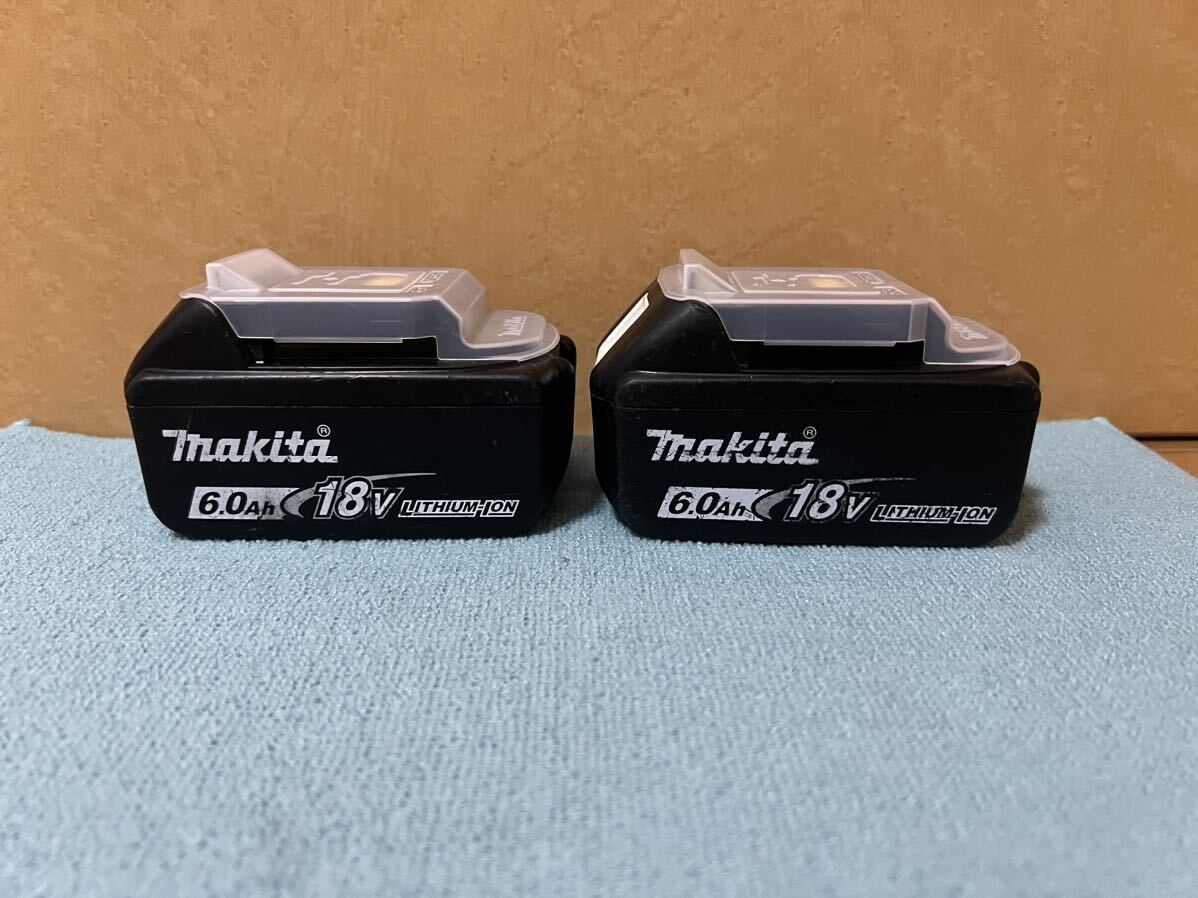 マキタ Makita 純正 2個 Li-ion バッテリー BL1860B 6.0Ah 18V 雪マーク マキタバッテリーマキタインパクトドライバー 動作品 美品の画像2