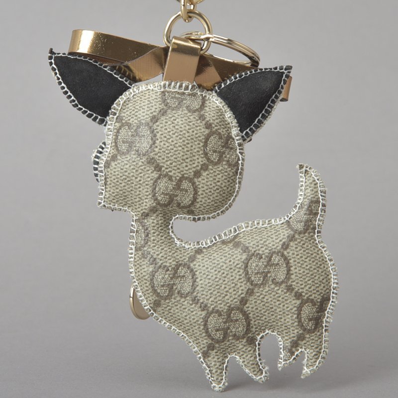  beautiful goods GUCCI Gucci .li chihuahua GG plus key holder bag charm 206081 beige Gold Gucci key ring dog animal Mk.i/a.d