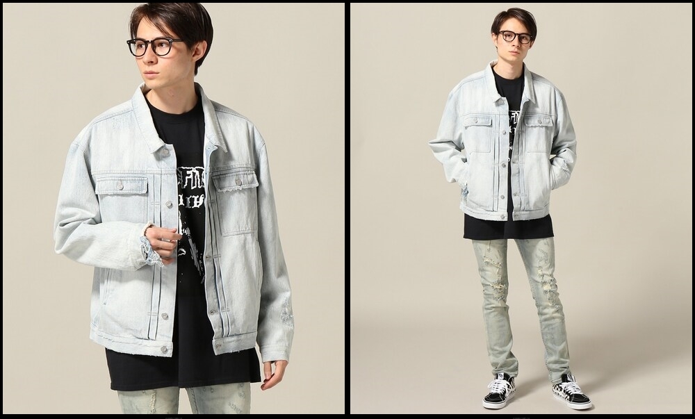 STAMPD スタンプド Stockton Denim Jacket ストックトン デニム ジャケット オーバーサイズ カットオフ ウォッシュ加工 インディゴ L △2_画像10