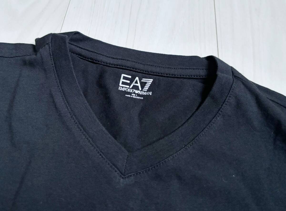 新品 EA7 EMPORIO ARMANI エンポリオアルマー二 Tシャツ ロゴプリント 半袖 コットン TRAIN VISIBILITY 黒 ブラック L △3_画像3