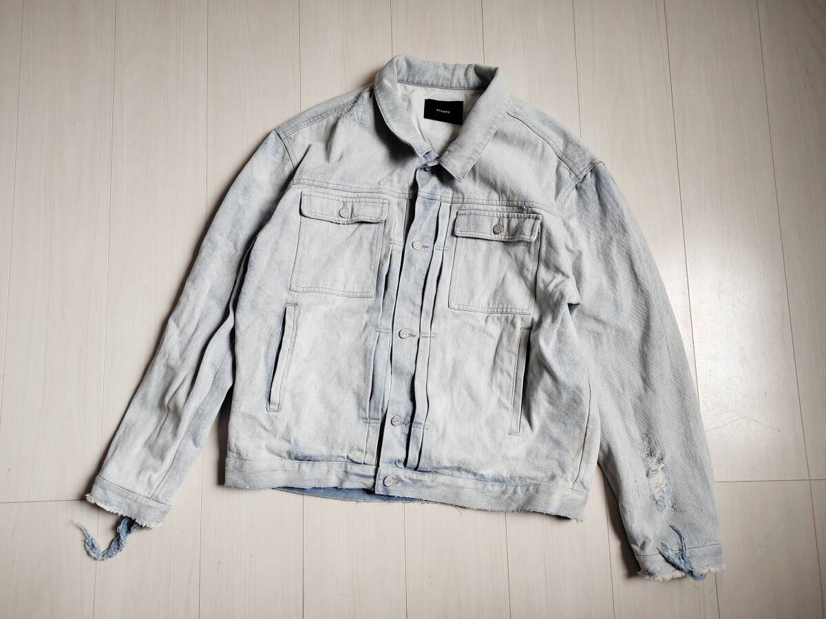 STAMPD スタンプド Stockton Denim Jacket ストックトン デニム ジャケット オーバーサイズ カットオフ ウォッシュ加工 インディゴ L △2_画像1