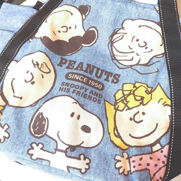 スヌーピー バルーン バッグ トート デニム調 大容量 軽量 PEANUTS SNOOPY