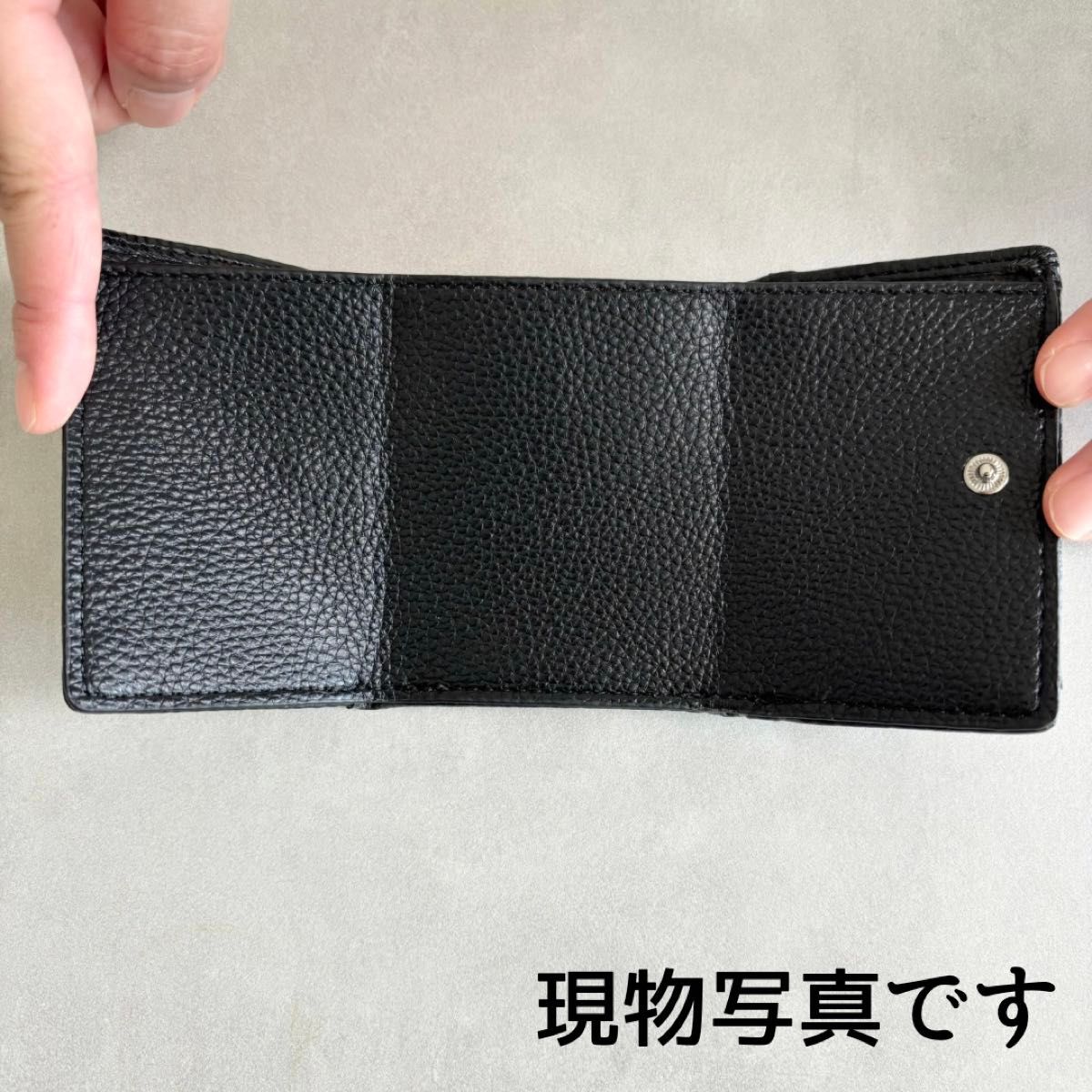 三ツ折リ財布 ミニ財布  コンパクトウォレット キャッシュレス  黒 ブラック　メンズ　レディース　おすすめ　安い　人気　高見え