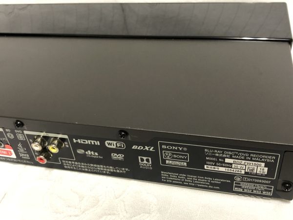 【動作OK】SONY BDZ-FW1000 ブルーレイレコーダー 純正リモコン HDMIケーブル B-CASカード 31 1_画像7