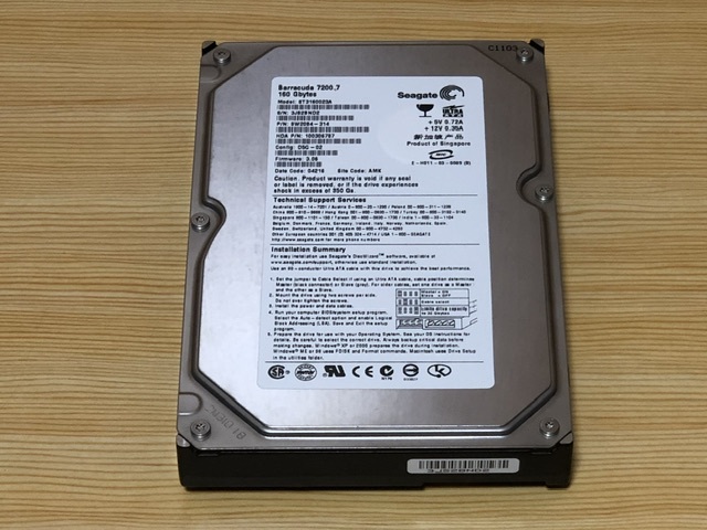 PC外し 3859回 7878時間 正常 Seagateシーゲイト ハードディスク ST3160023A HDD 160GB 3.5インチIDE PCパーツ パソコン部品取り_出品物全て