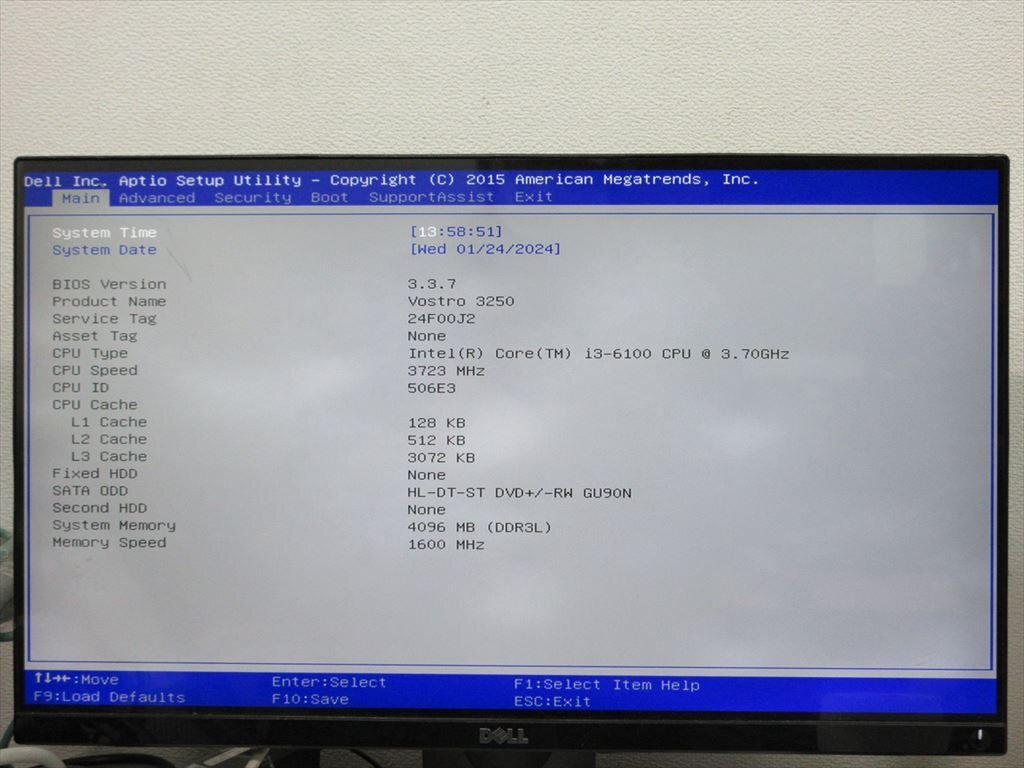 [3750] DELL vostro 3250 Core i3 6100 3.70GHz マザーボードE145483 電源ユニットB180AS-00 BIOS OK_画像10