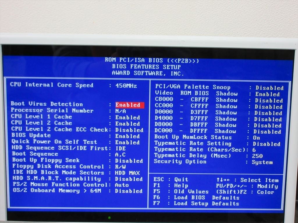 [3765]ASUS P2B REV.1.02. Pentium II 450MHz マザーボードASUS P2B 電源ユニットMAV-250P NVIDIA GeForce 256 VGA BIOS OK ジャンク_画像10