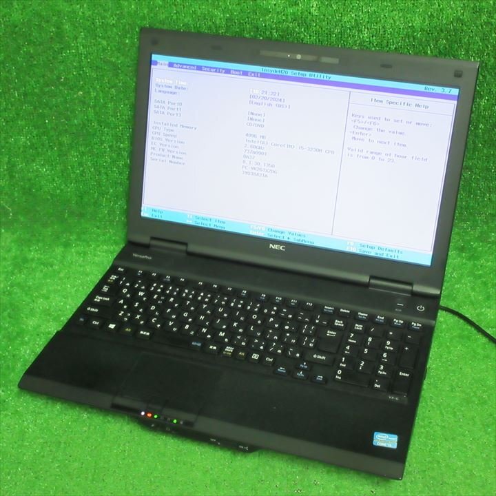 [3821]NEC VK26TX-G PC-VK26TXZDG Core i5 3230M 2.60GHz HDDなし 15.6インチ表示OK Wi-fi BIOS OK キーボード不良ジャンク_画像1