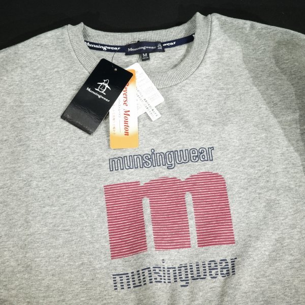 新品1円～★Munsingwear マンシングウェア メンズ 長袖クルーネック ロゴ スウェット M トレーナー グレー ゴルフ ルームウェア ◆5646◆_画像7