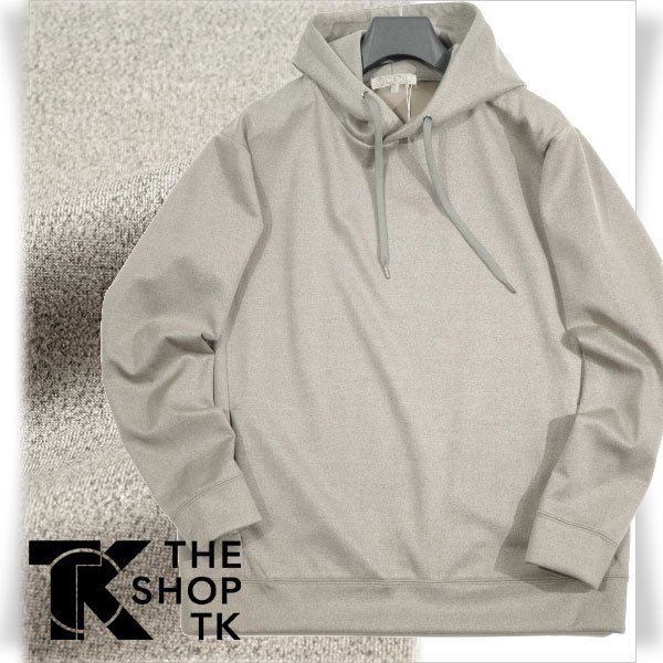 新品1円～★THE SHOP TK タケオキクチ メンズ 起毛加工/ストレッチ TOUCH ME HOODIE タッチミーパーカ L ベージュ 本物 ◆5948◆_画像1