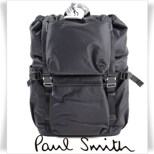 新品1円～★定価5.2万 ポールスミス Paul Smith 軽量 リュックサック バッグパック 黒 ブラック URアウトドア 大容量 本物◆7002◆_画像1