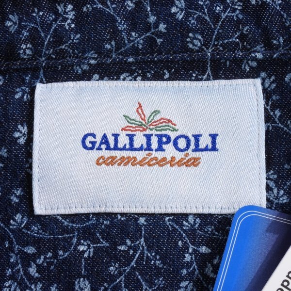 新品1円～★定価1.9万 GALLIPOLI camiceria ガリポリカミチェリア 日本製 長袖 デニムウエスタンシャツ 48 L 小花柄 ◆7047◆_画像9