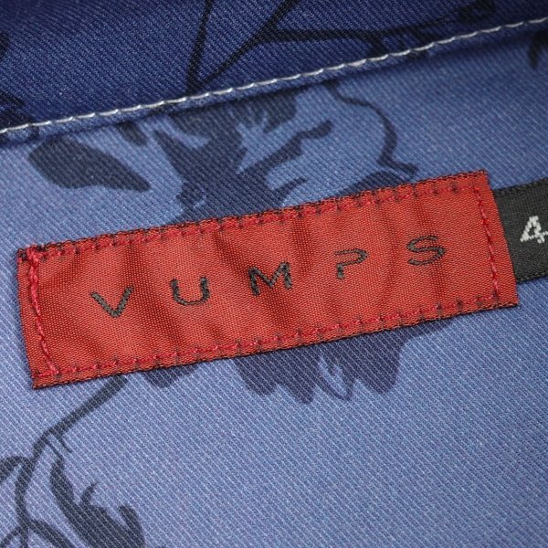 新品1円～★定価2万 VUMPS ヴァンプス メンズ 長袖 コットン綿100％ イタリアンカラー デザインシャツ 48 L ネイビー 本物 ◆7044◆_画像9