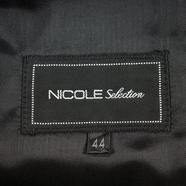 新品1円～★ニコル セレクション NICOLE selection ウール毛 ストライプ シングルスーツ 46 M 黒 ノータック 春秋冬スリーシーズン◆7317◆_画像8