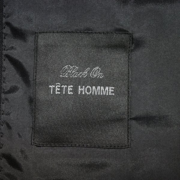 新品1円～★定価4.9万 Black On TETE HOMME テットオム ウール毛 シングル二つボタンスーツ 96AB5 ノータック ストレッチ 黒 織柄 ◆7321◆_画像8