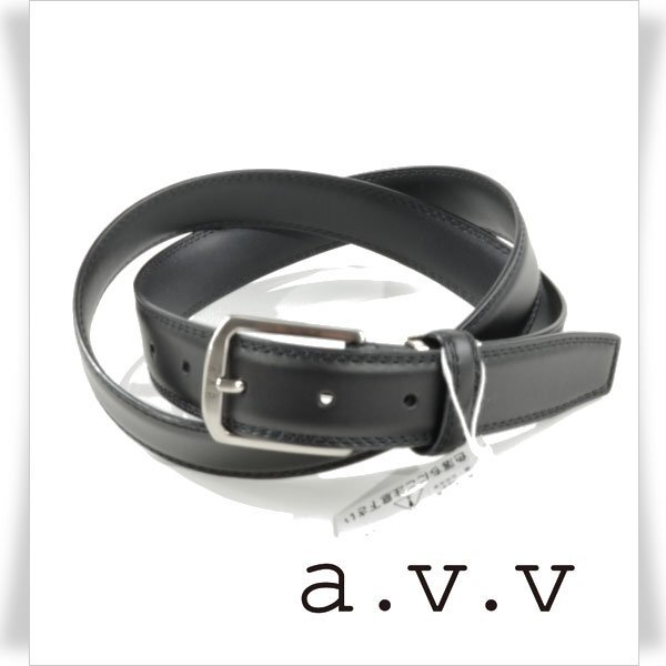 新品1円～★a.v.v HOMME MK ミッシェルクラン メンズ 牛革レザー バックル ベルト フリーサイズ 黒 ブラック 正規店本物 ◆7362◆_画像1